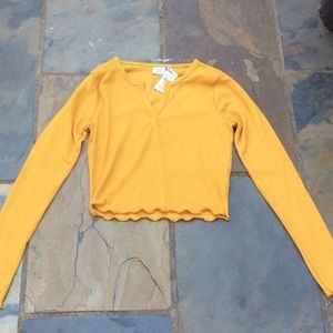 SOLD! Tillys Yellow Waffle Long Sleeve Shirt  NWT